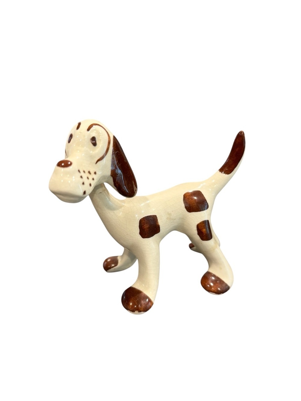 Vintage 1940s bobble head dog porcelain ceramic bloodhound hand painted